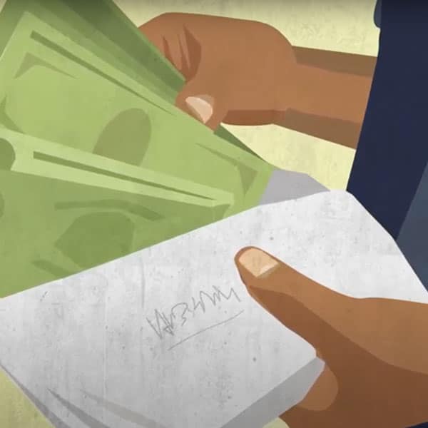 A person counting their money