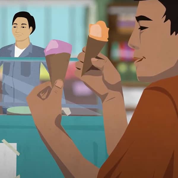 Customer buying icecream